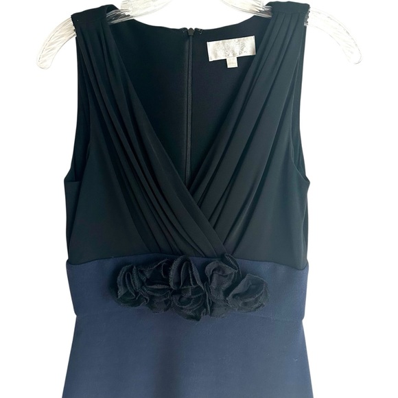 Badgley Mischa Sleeveless Sheath Dress with Ruched Bodice Fabric Flowers Size 4 - Picture 1 of 13